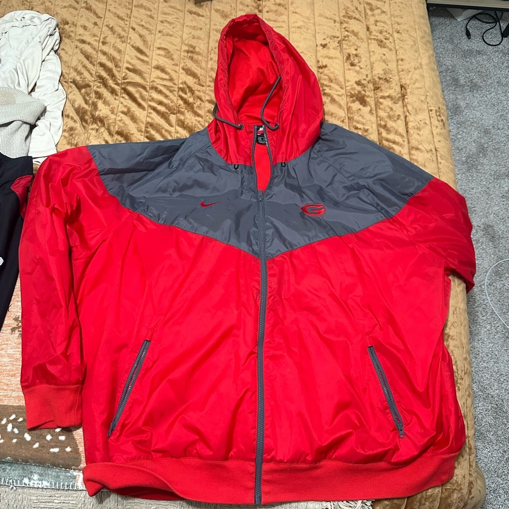 Nike Men's Red and Gray Windbreaker Georgia Bulldogs